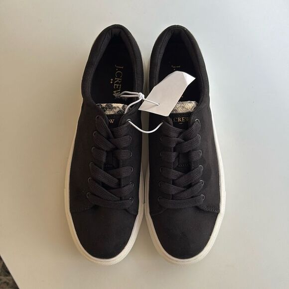 J Crew Road Trip Faux-Suede Sneakers with Snake‎ Trim Womens Size 7 Black - Picture 2 of 9